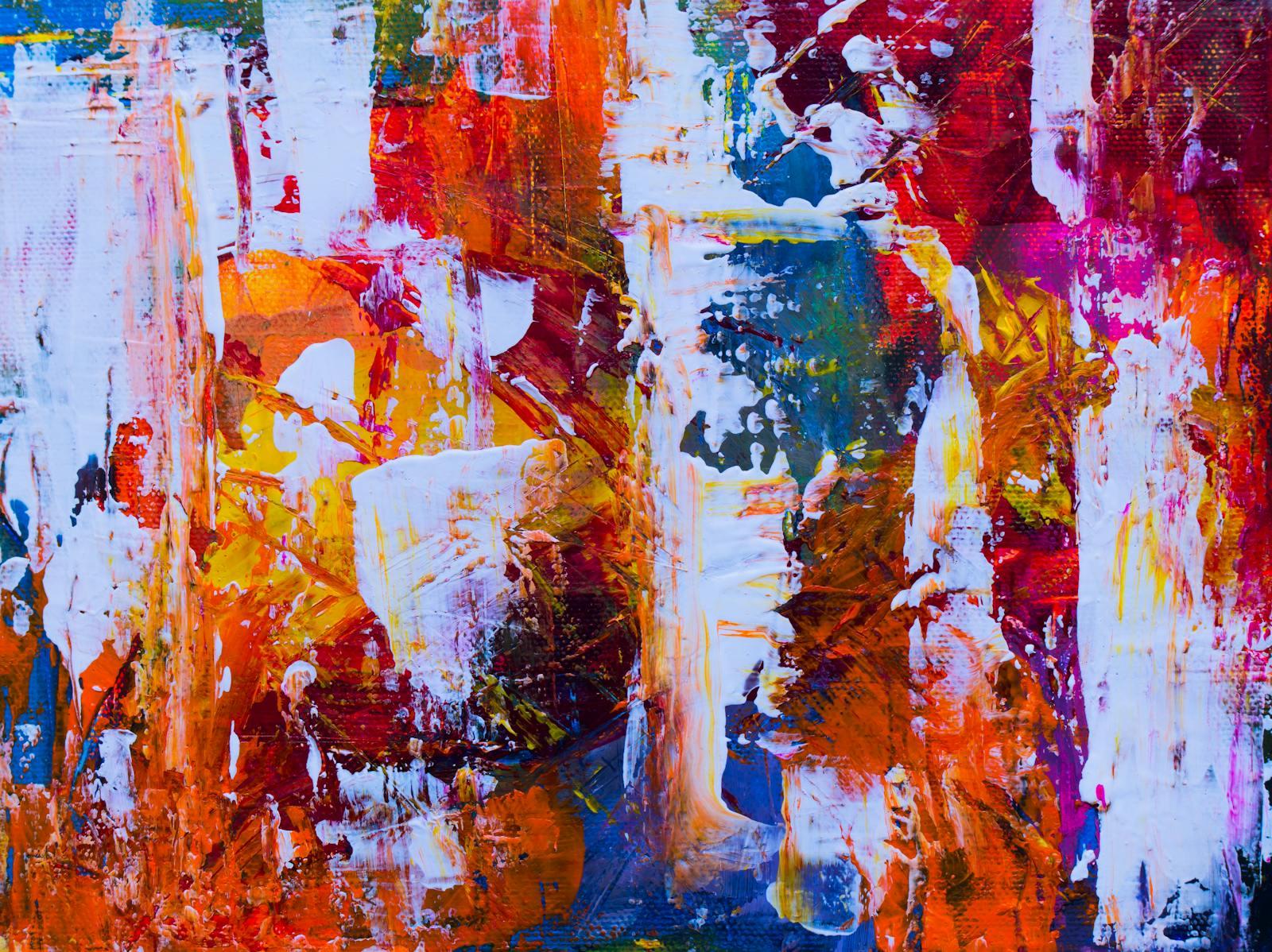 Vivid multicolor palette-knife abstract painting