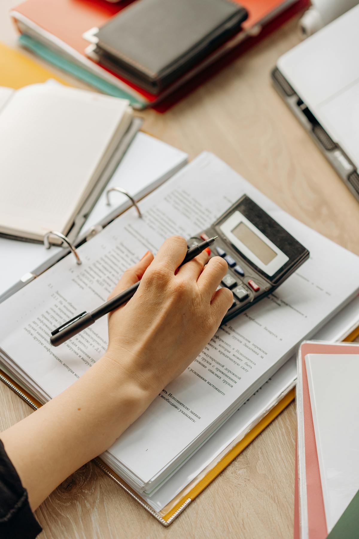 Accounting calculator books desk