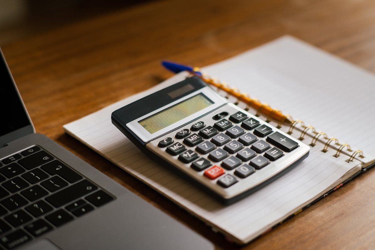 Accounting calculator books desk