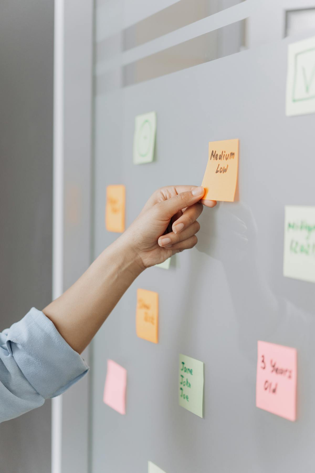 Kanban board sticky notes wall