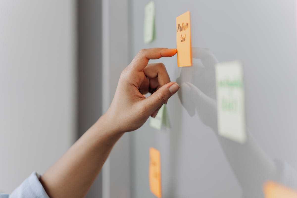 Operations kanban board sticky notes wall