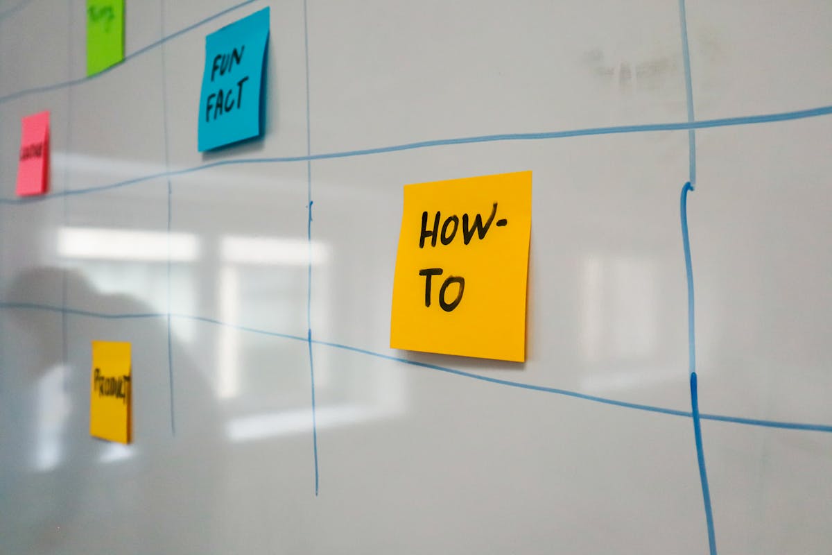 Operations kanban board sticky notes wall