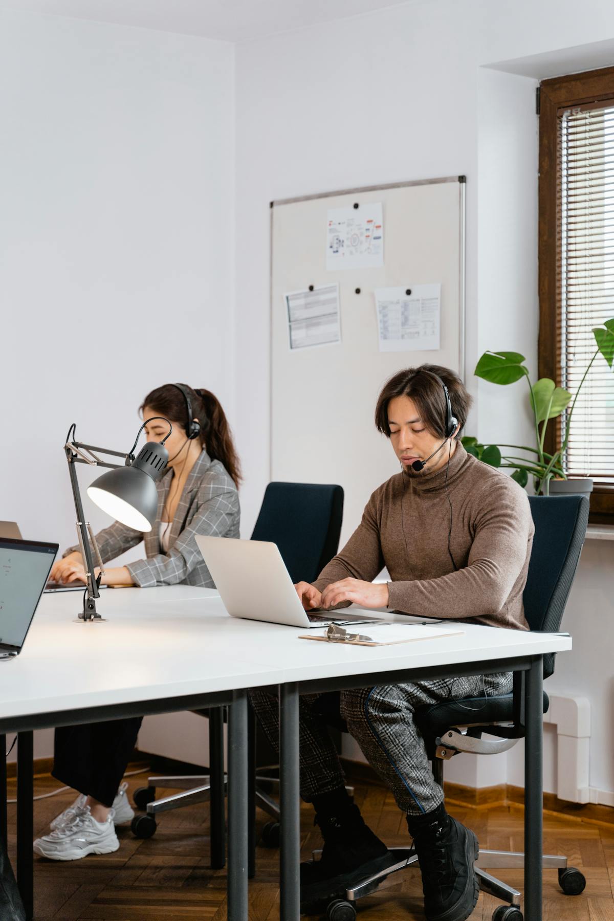 Salesperson phone headset office