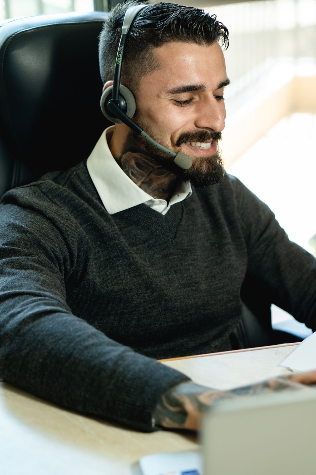 Salesperson phone headset office