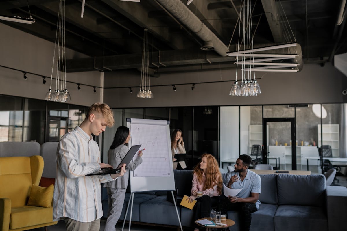 Scaling busy startup office people