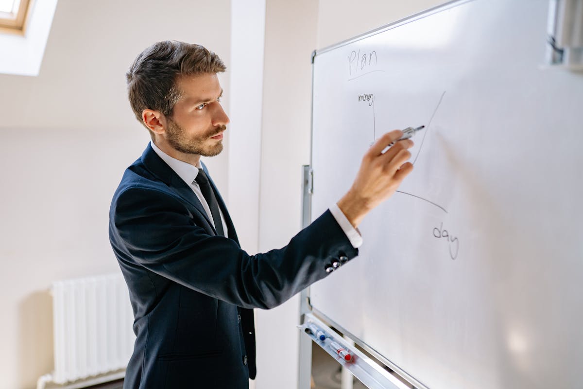 Business strategy whiteboard planning