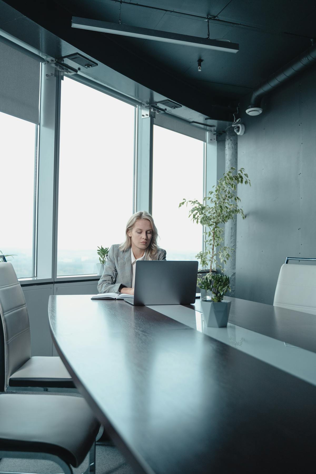 Strategy business woman office laptop confident