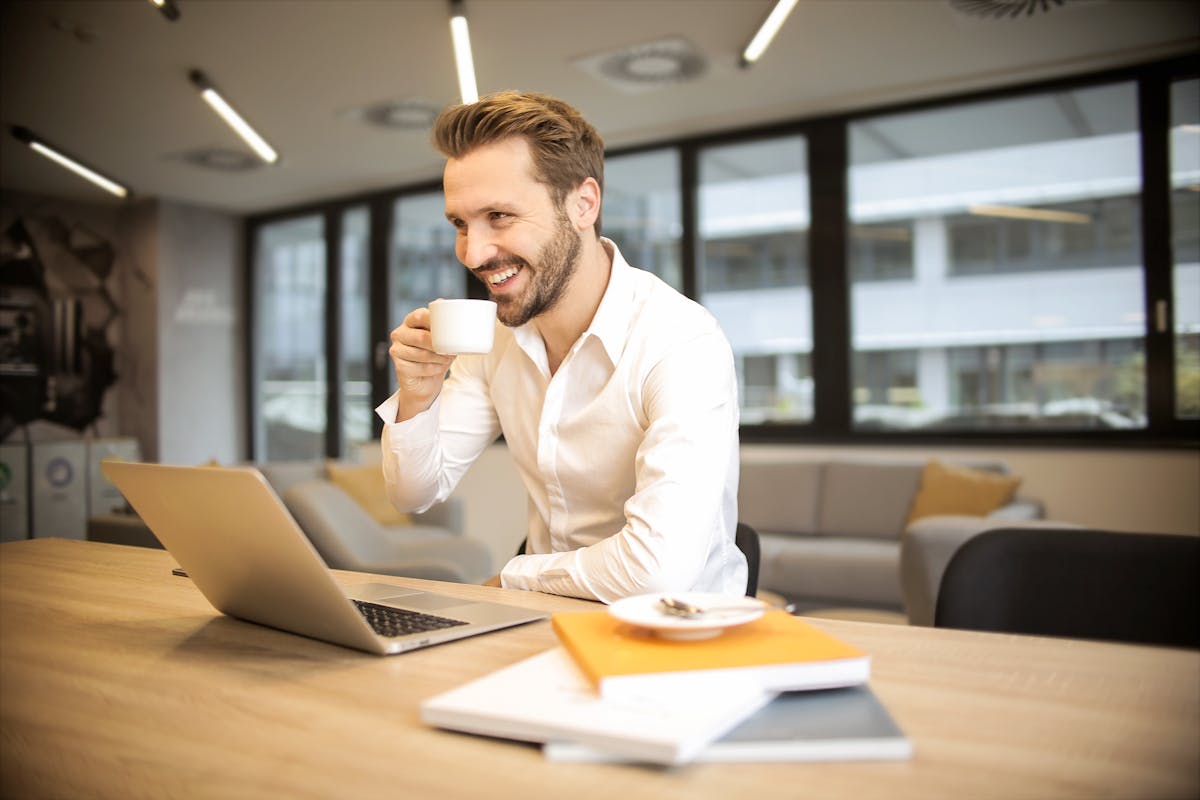 Entrepreneur working laptop office