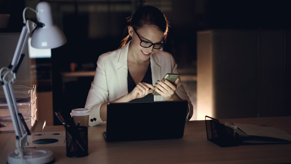 Founder working late laptop office