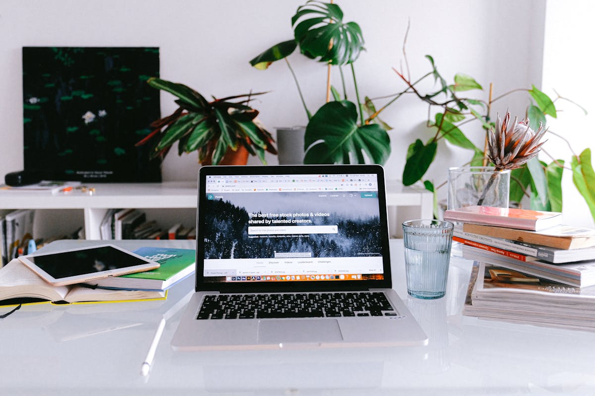 Strategy freelancer laptop workspace home office