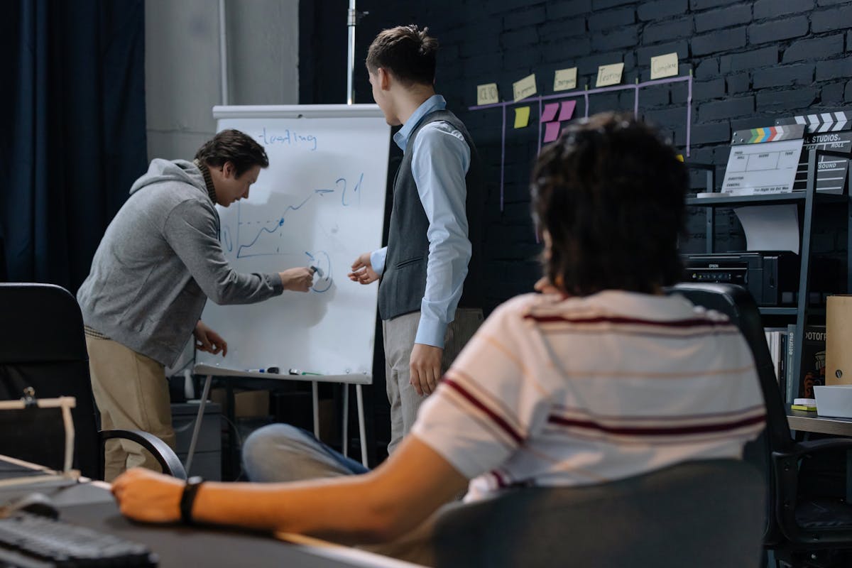 Startup team strategy meeting