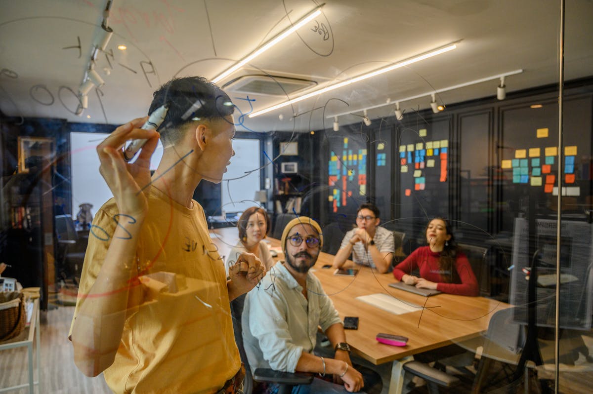 Startup team strategy meeting