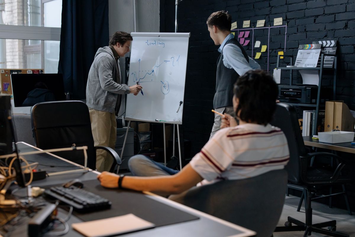 Startup team strategy meeting