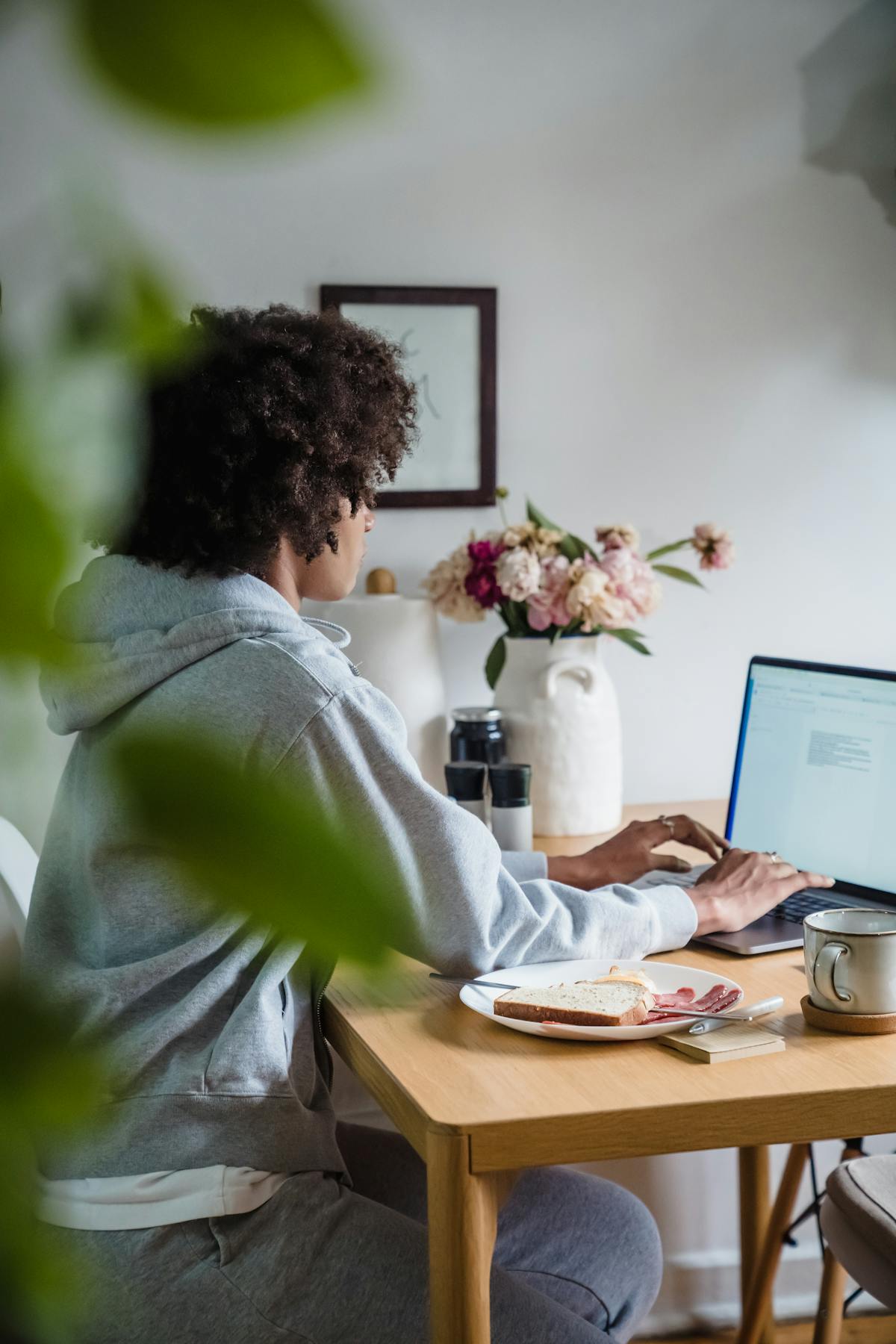 Strategy woman working home laptop remote