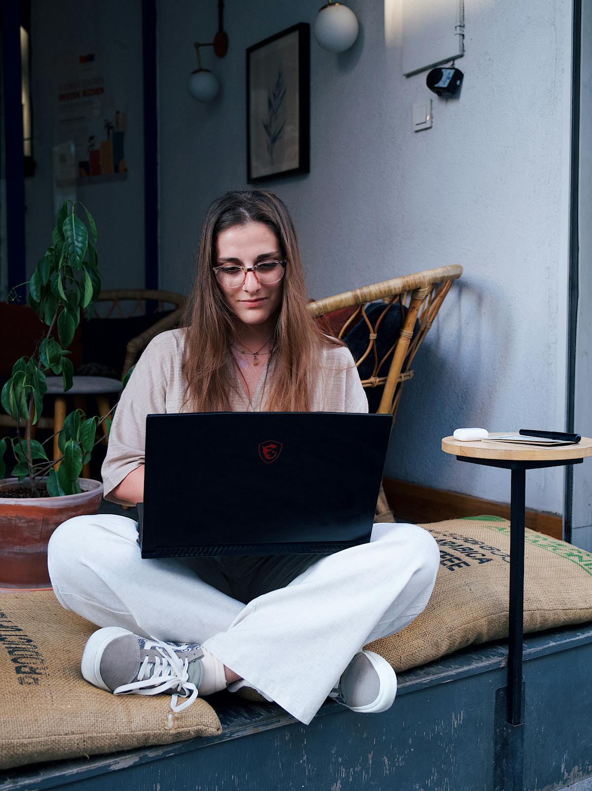 Strategy work laptop coffee shop remote