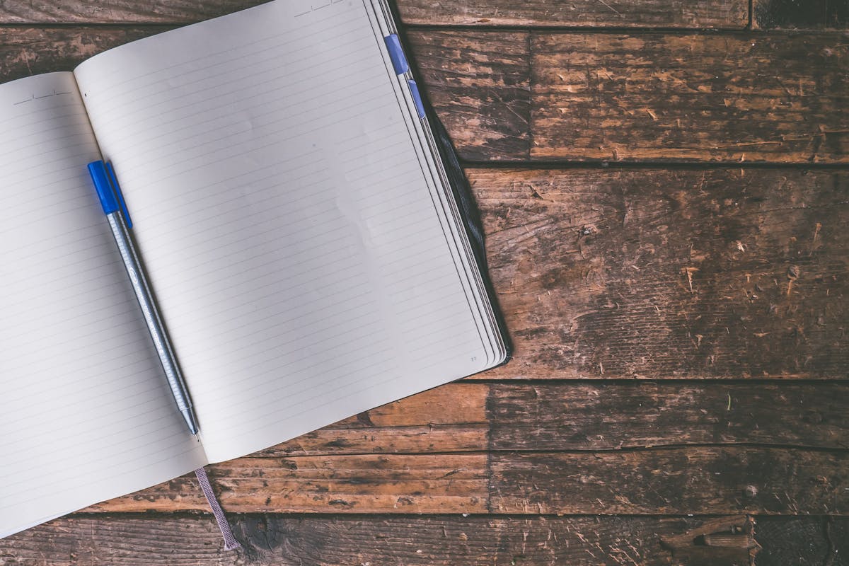 Blank document notebook desk