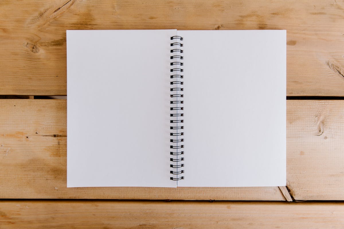 Blank document notebook desk
