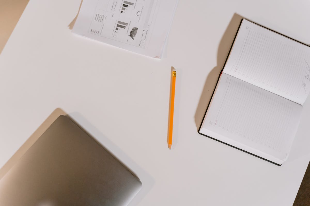Blank document notebook desk