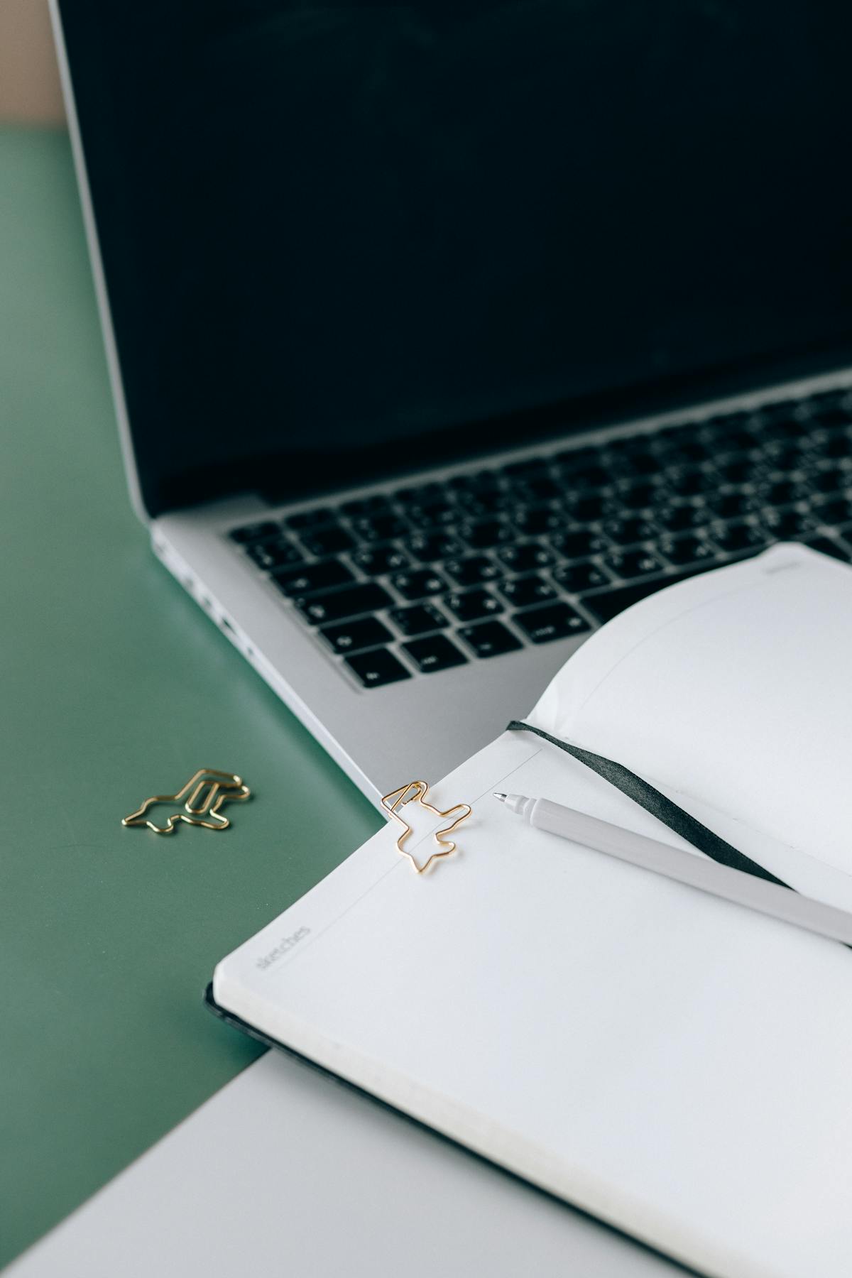 Blank document notebook desk