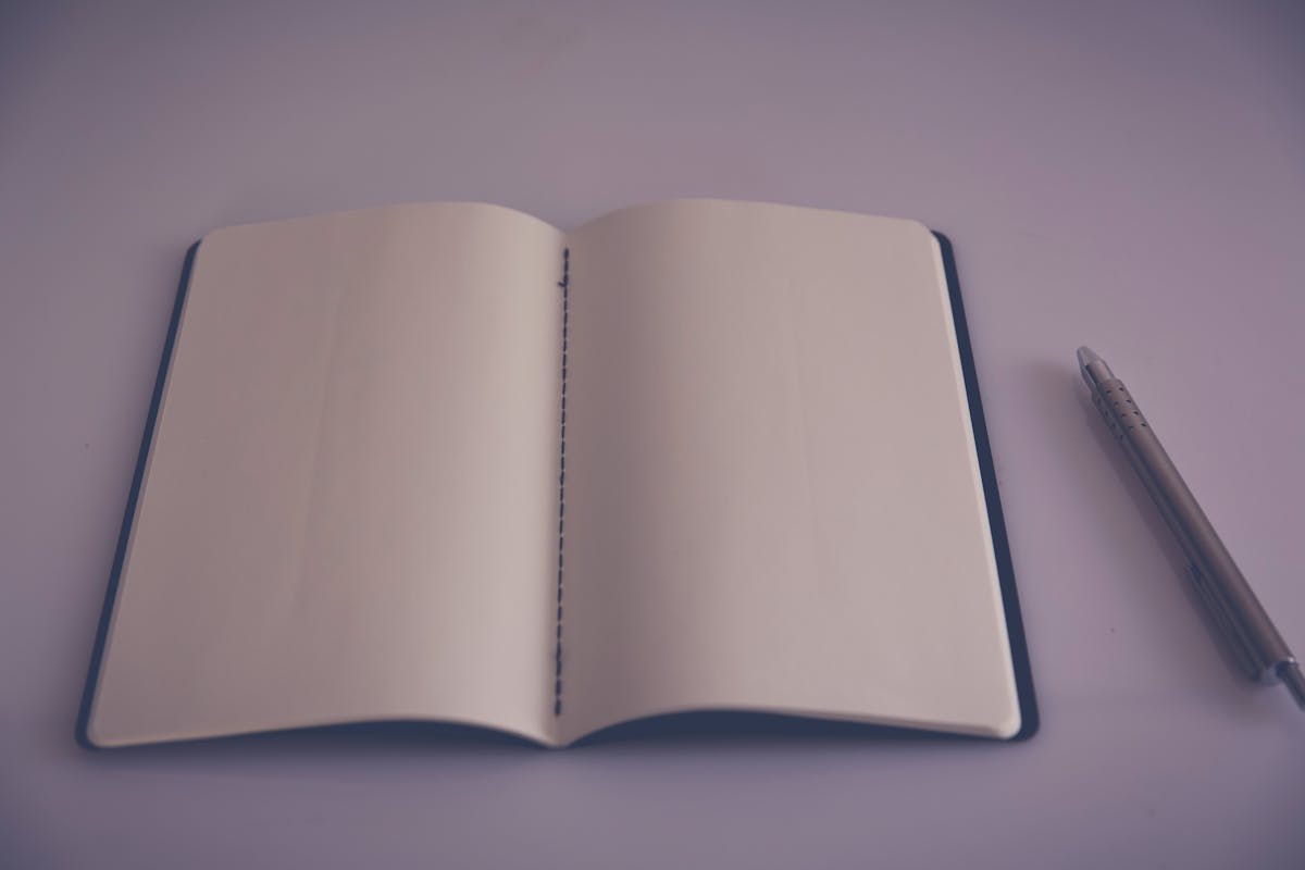 Blank document notebook desk