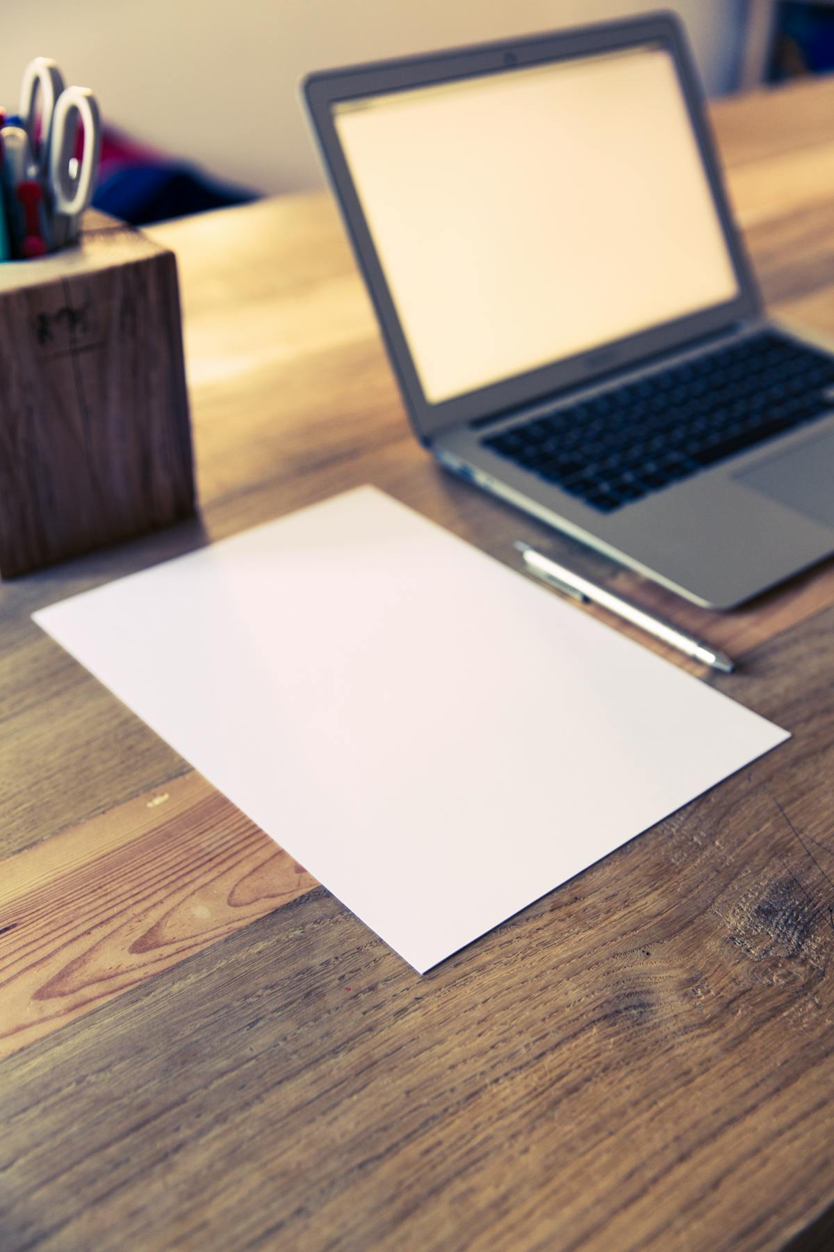 Blank document on computer screen