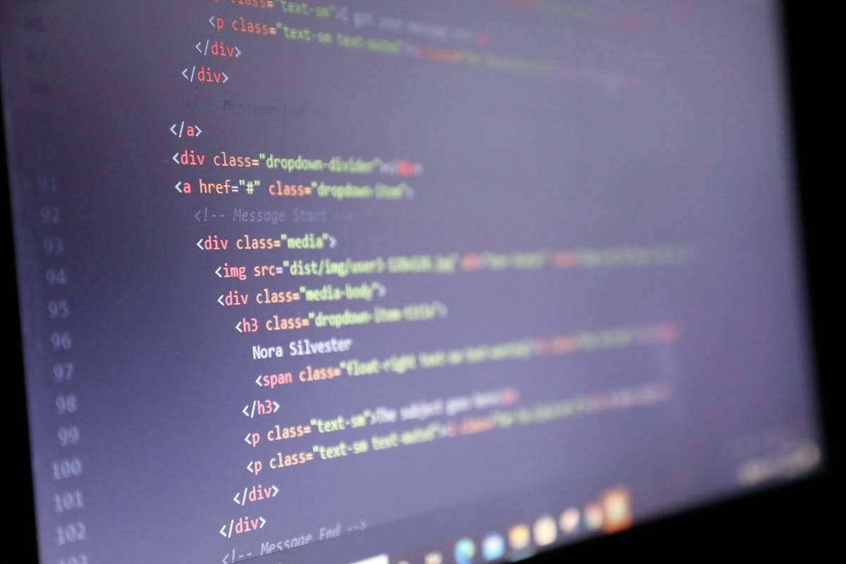 Web design developer coding screen