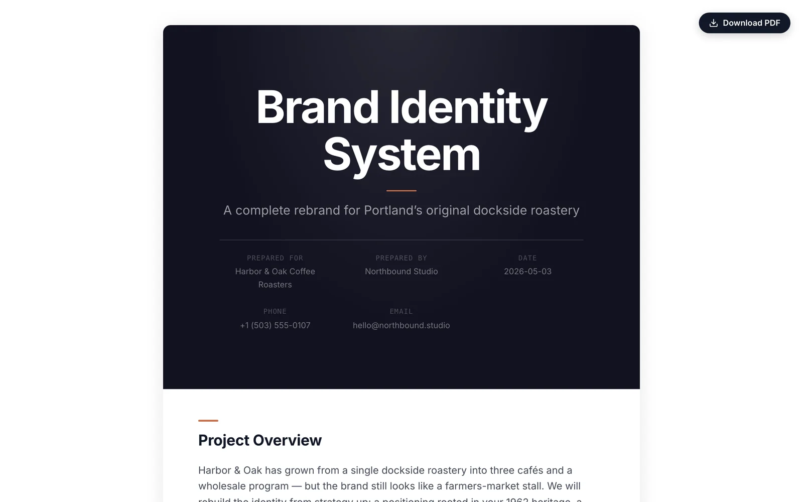 What your client opens. Your brand, not ours.